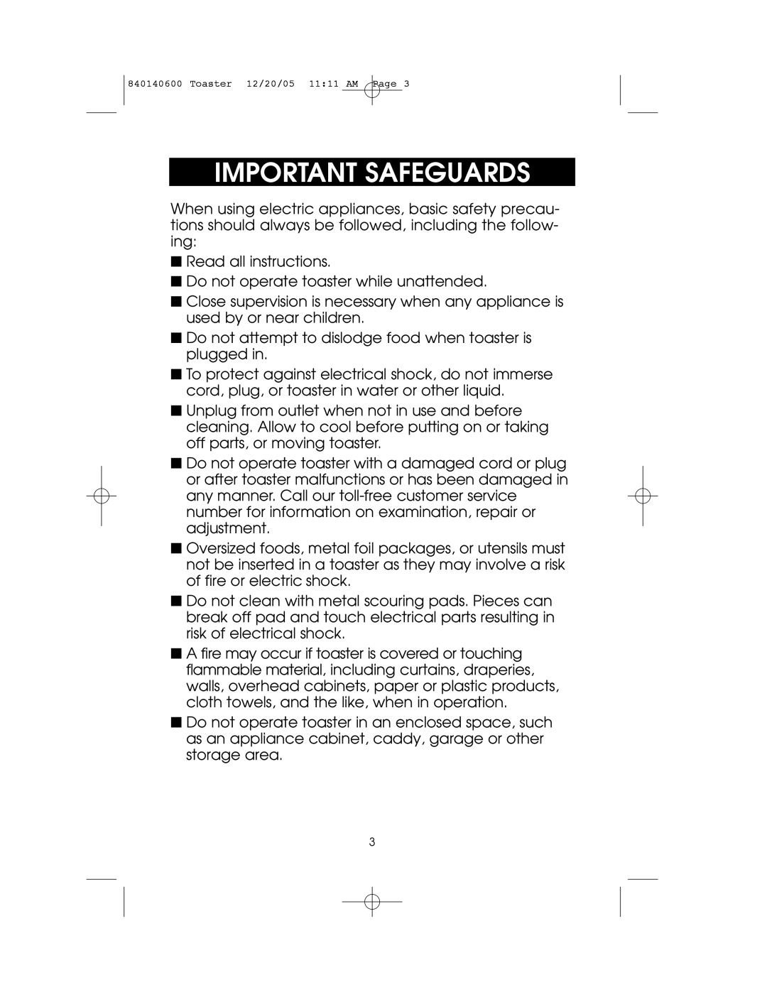 Hamilton Beach 22300 owner manual Important Safeguards 