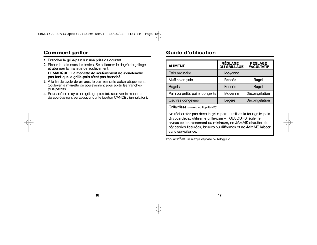 Hamilton Beach 22444 manual Comment griller, Guide d’utilisation 