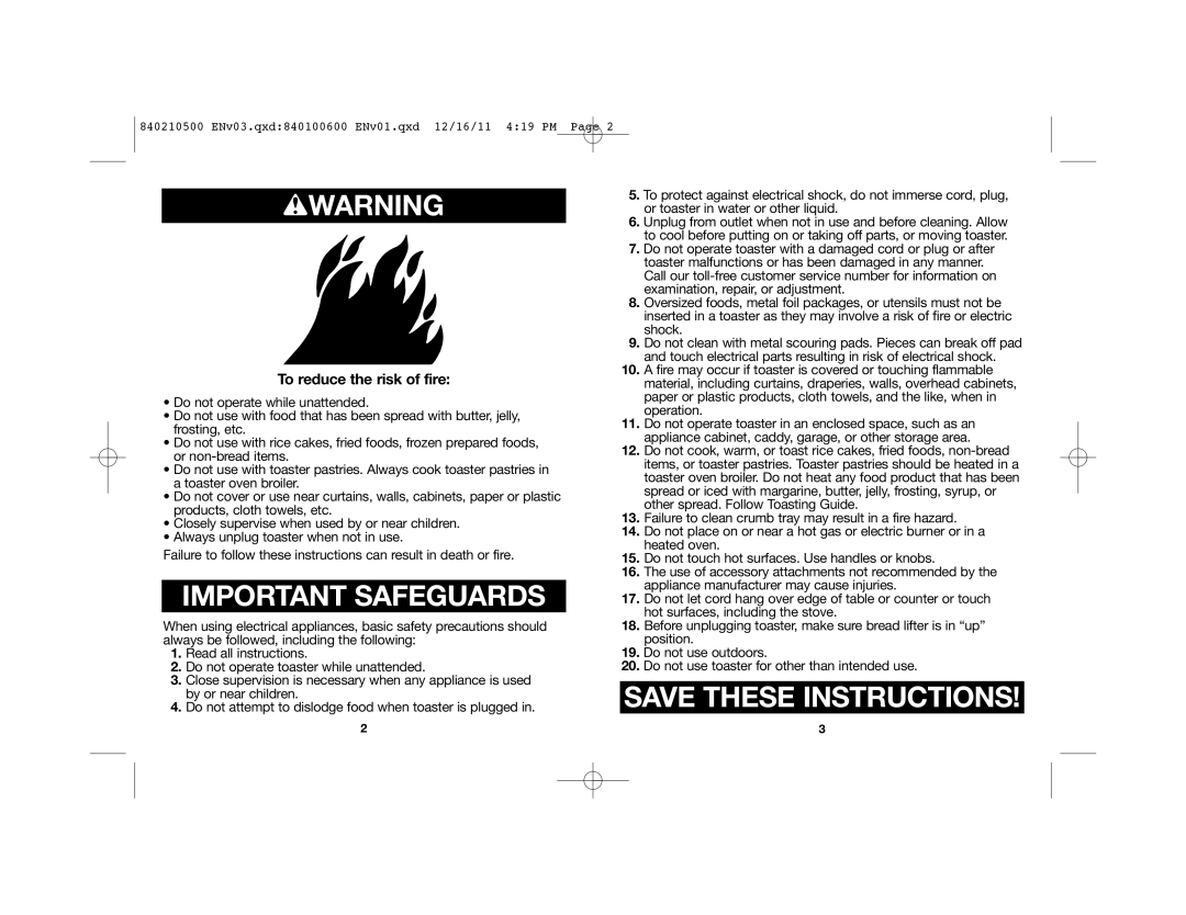 Hamilton Beach 22444 manual Wwarning, To reduce the risk of fire 