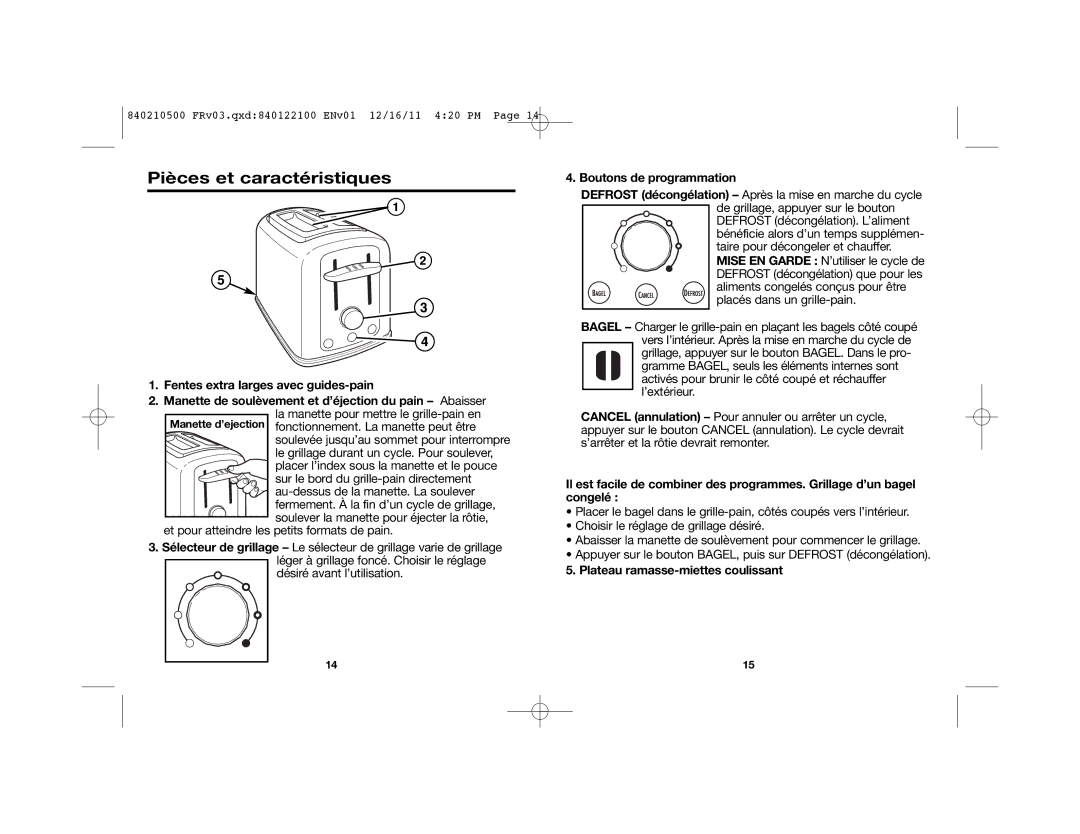 Hamilton Beach 22444 Pièces et caractéristiques, Et pour atteindre les petits formats de pain, Désiré avant l’utilisation 