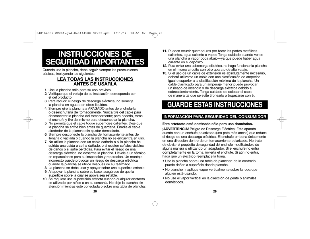 Hamilton Beach 22464 manual Instrucciones DE Seguridad Importantes, Este artefacto está destinado sólo para uso doméstico 