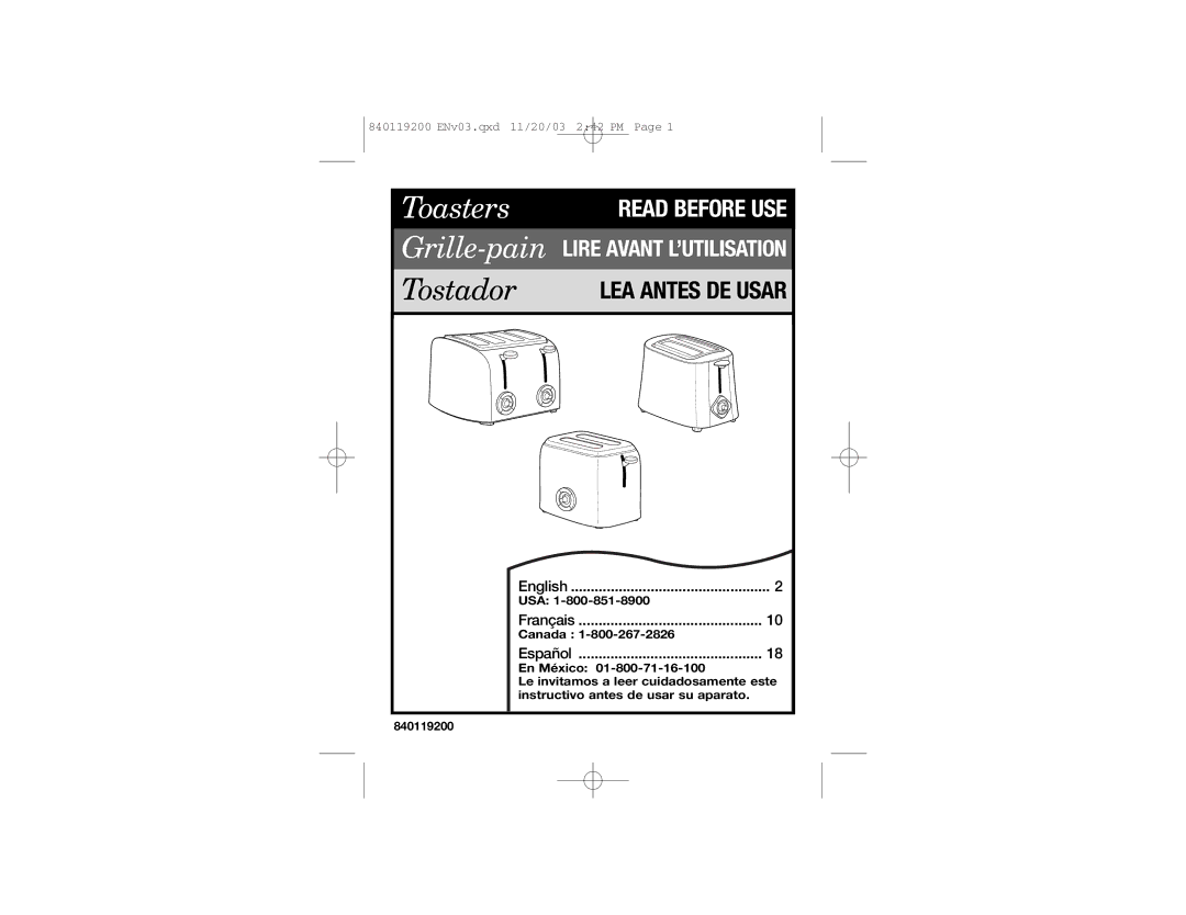 Hamilton Beach 22625C manual Toasters Grille-pain 