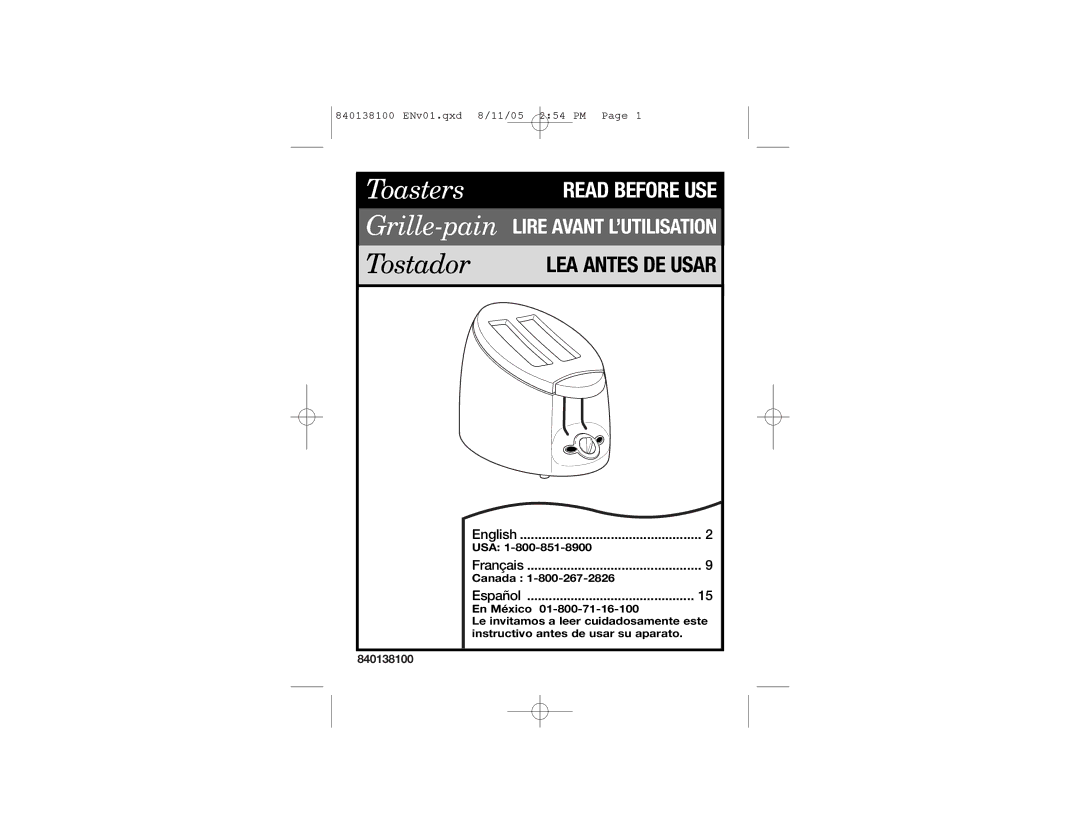 Hamilton Beach 22900, 22903 manual Toasters Grille-pain 