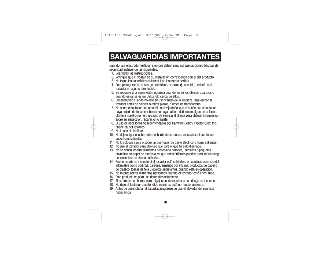 Hamilton Beach 22903, 22900 manual Salvaguardias Importantes 