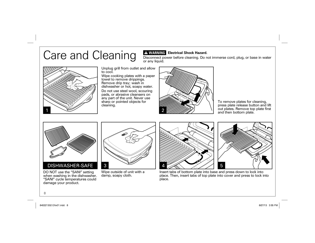 Hamilton Beach 25335 manual Care and Cleaning, Dishwasher-Safe 