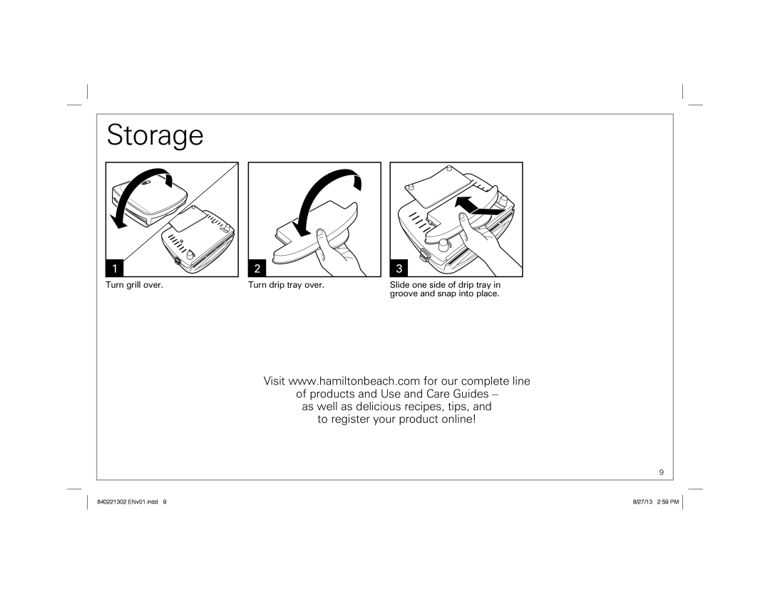 Hamilton Beach 25335 manual Storage 