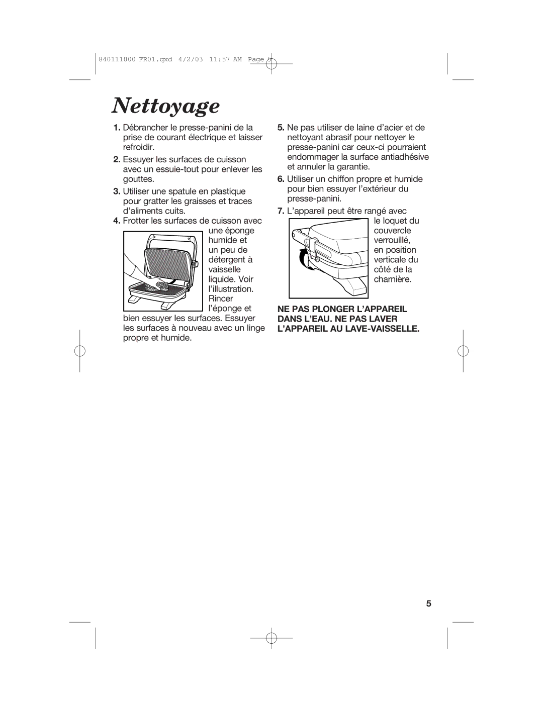 Hamilton Beach 25450 operating instructions Nettoyage 