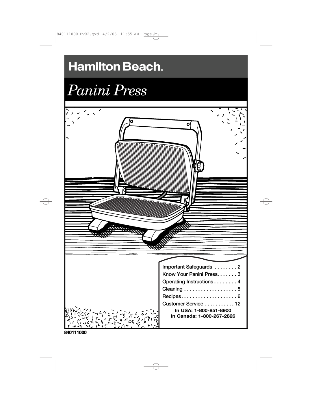 Hamilton Beach 25450 operating instructions Important Safeguards, Know Your Panini Press, Operating Instructions 