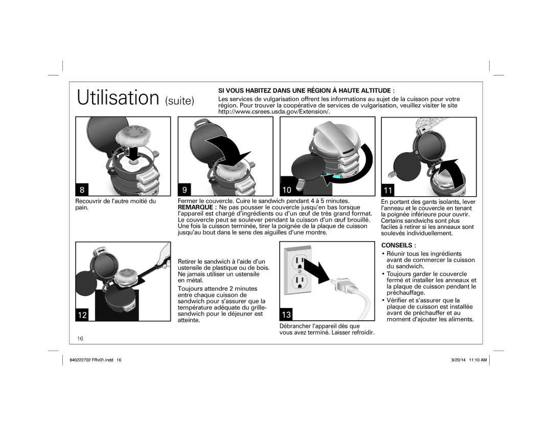 Hamilton Beach 25475 manual Utilisation suite 