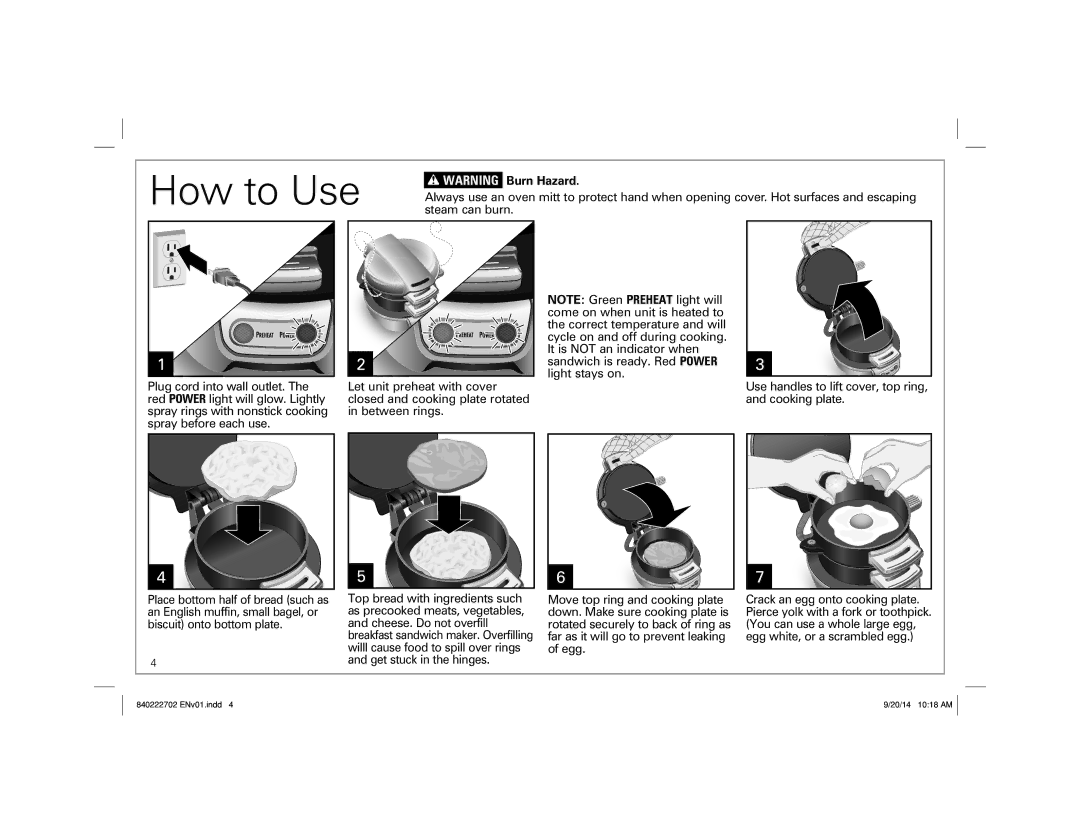 Hamilton Beach 25475 manual How to Use, Burn Hazard 