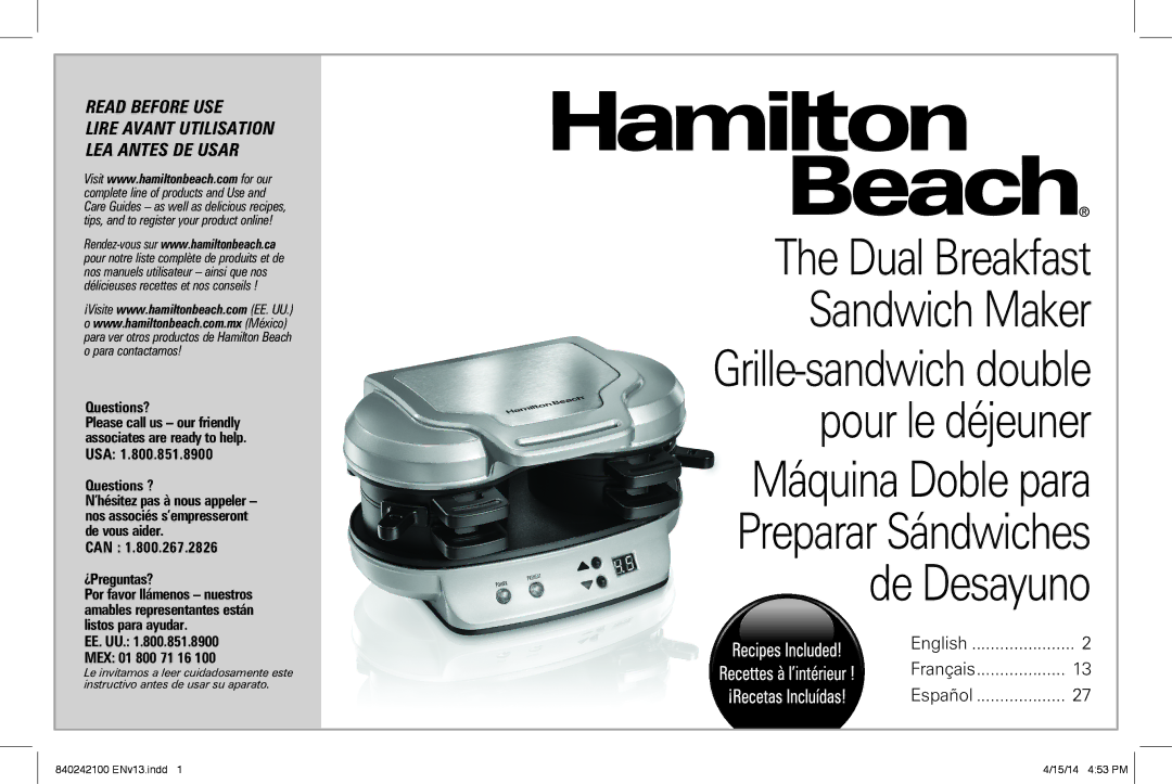 Hamilton Beach 25490 manual Dual Breakfast 