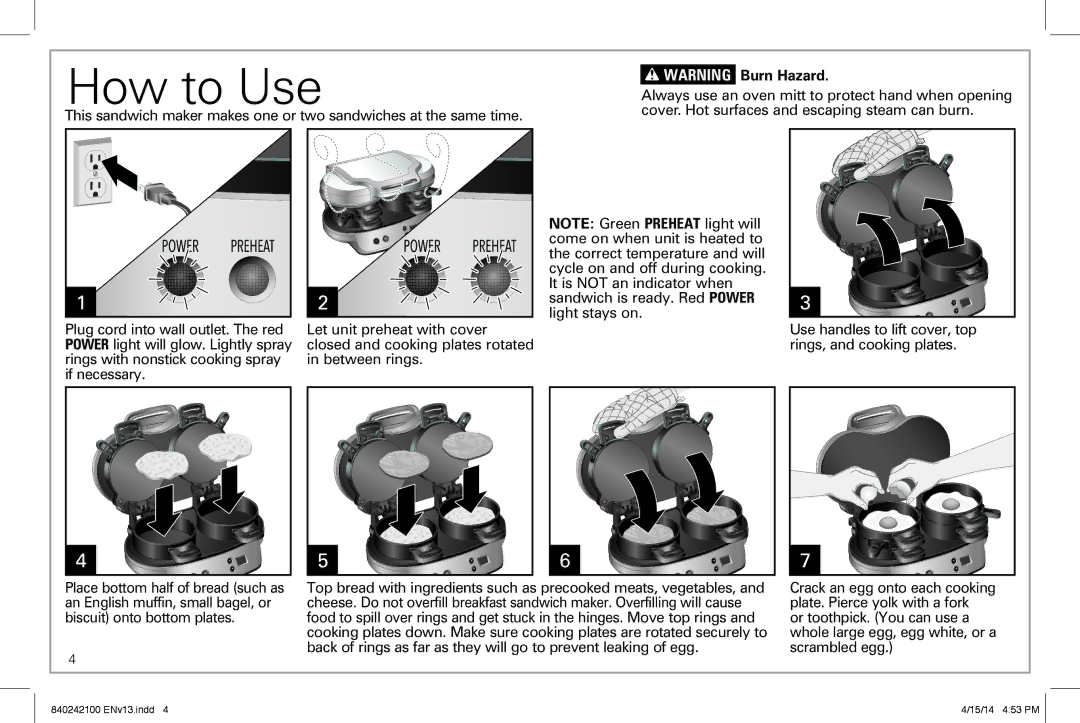 Hamilton Beach 25490 manual How to Use, Burn Hazard 