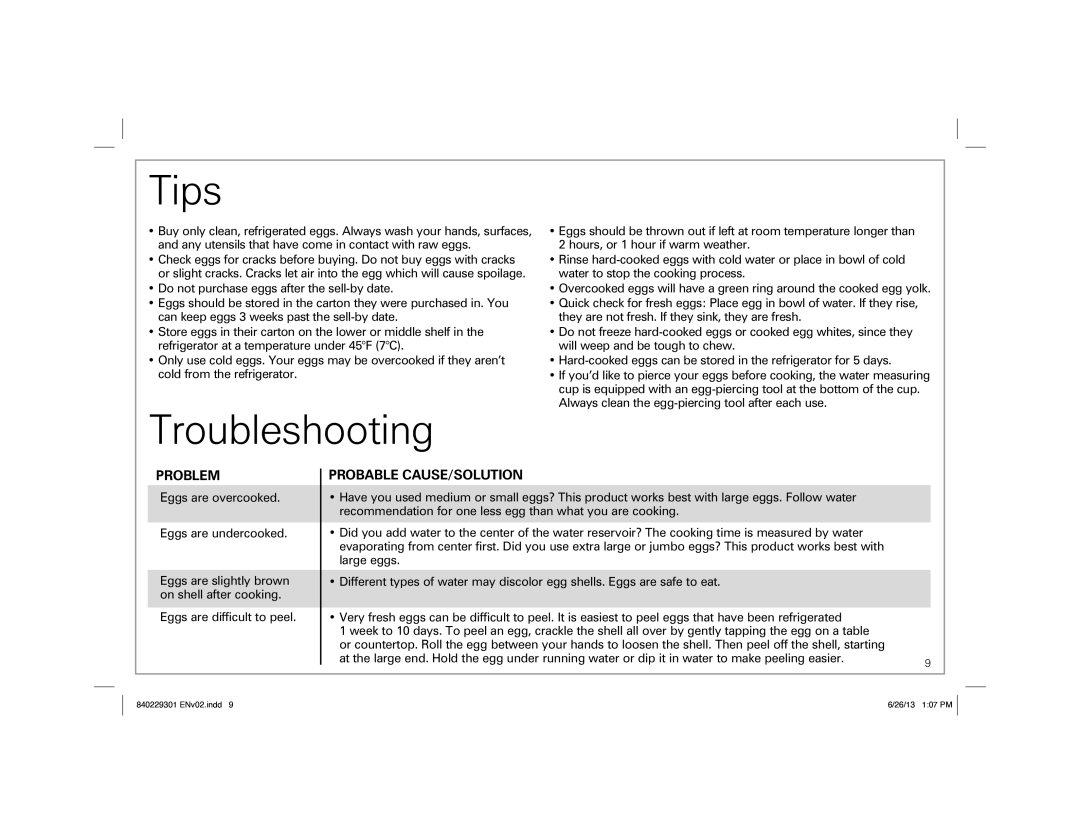 Hamilton Beach 25500 manual Tips, Troubleshooting 