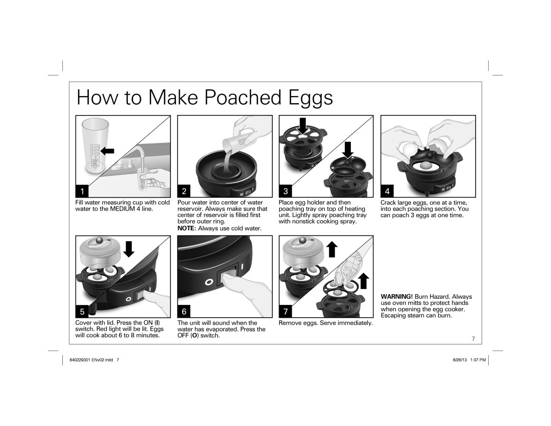 Hamilton Beach 25500 manual How to Make Poached Eggs 