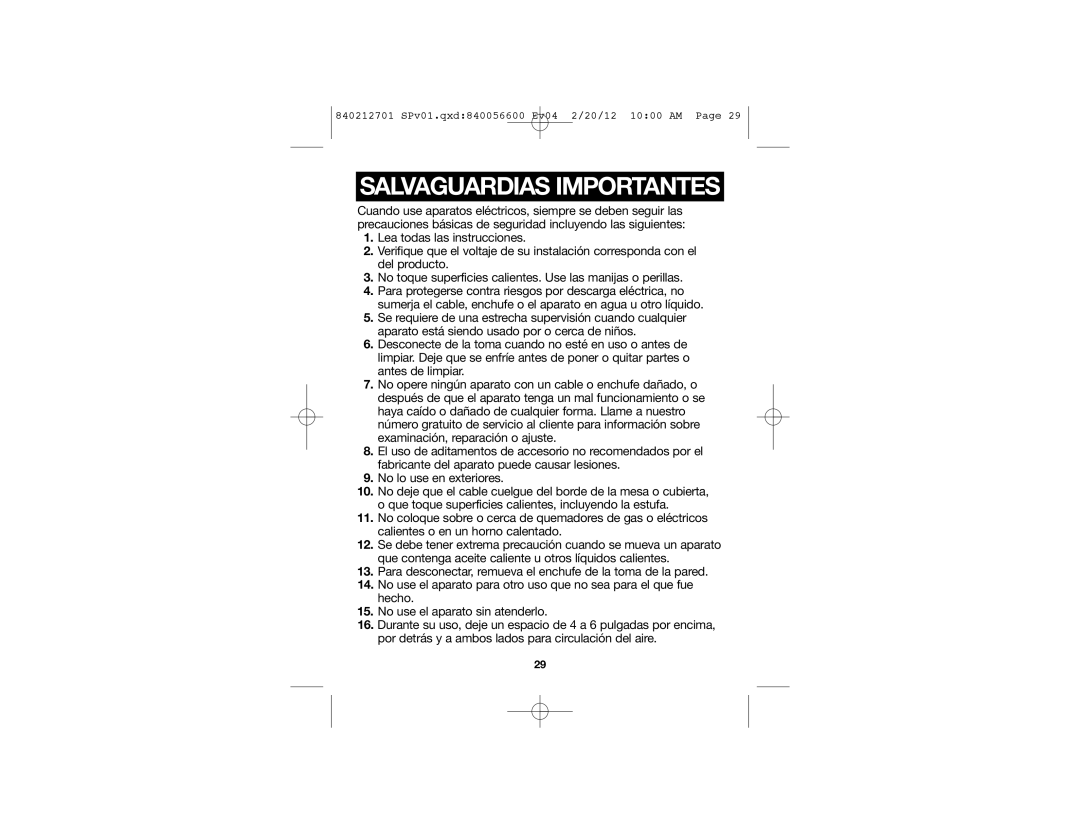 Hamilton Beach 26040 manual Salvaguardias Importantes 