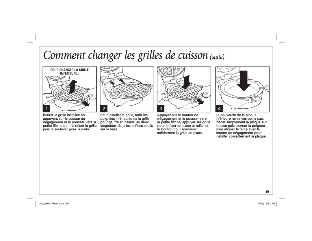 Hamilton Beach 26046 manual Comment changer les grilles de cuisson suite, Pour Changer La Grille 