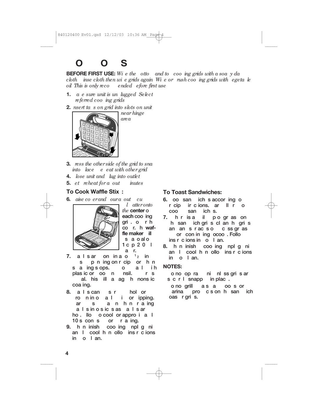 Hamilton Beach 26291 manual How to Use, To Cook Waffle Stix 