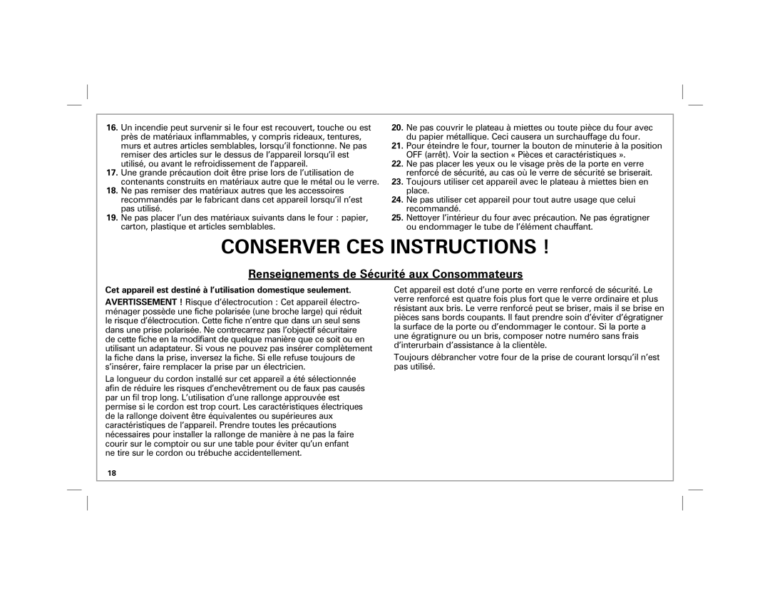 Hamilton Beach 31100 manual Conserver CES Instructions 