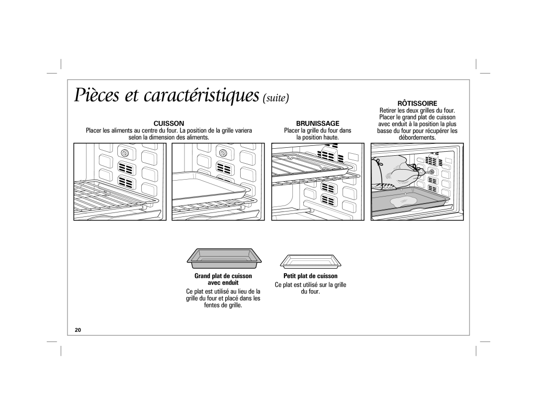 Hamilton Beach 31100 manual Pièces et caractéristiques suite, Cuisson Brunissage, Rôtissoire 