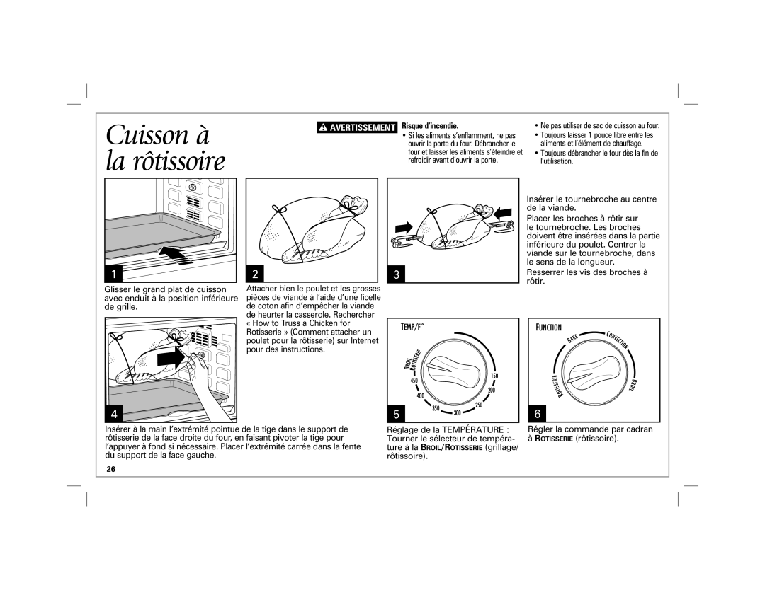 Hamilton Beach 31100 manual Cuisson à la rôtissoire 