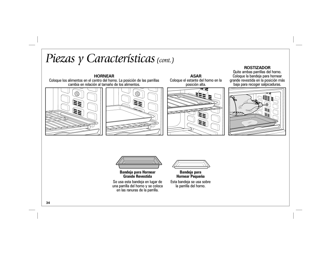 Hamilton Beach 31100 manual Rostizador, Hornear Asar, Bandeja para Hornear Grande Revestida Hornear Pequeña 