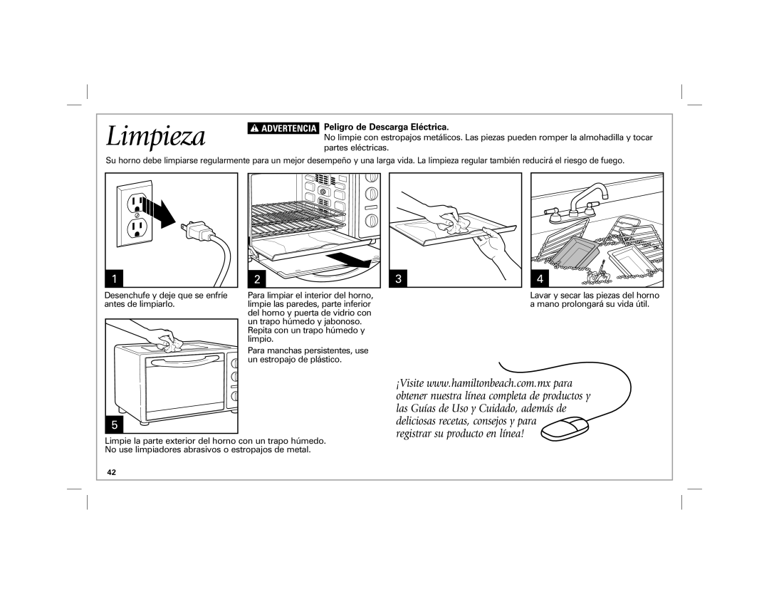 Hamilton Beach 31100 manual Limpieza, Peligro de Descarga Eléctrica 