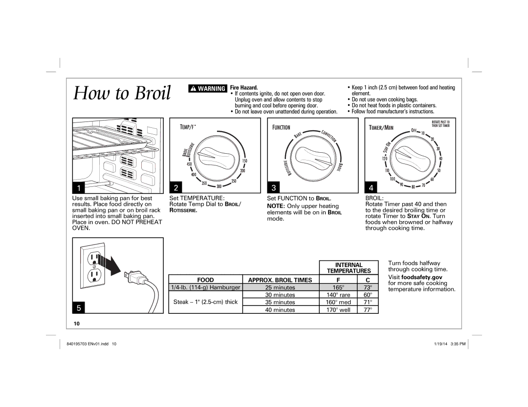 Hamilton Beach 31104, 31103 manual How to Broil, Food APPROX. Broil Times 