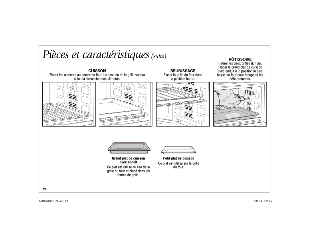 Hamilton Beach 31104, 31103 manual Pièces et caractéristiques suite, Cuisson Brunissage, Rôtissoire 