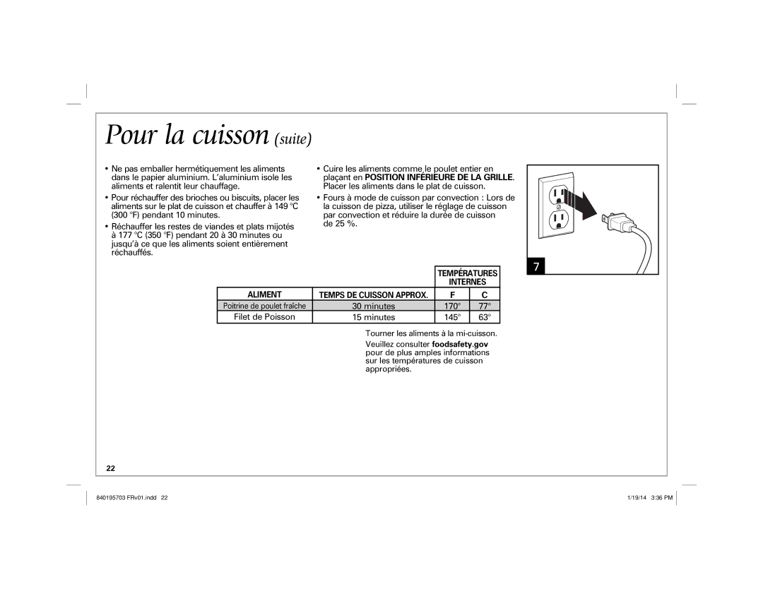 Hamilton Beach 31104, 31103 manual Pour la cuisson suite, De 25 % 