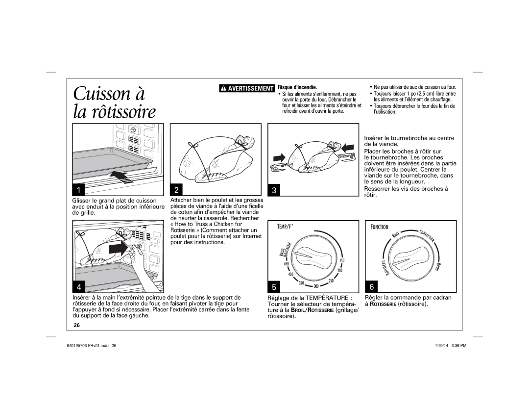 Hamilton Beach 31104, 31103 manual Cuisson à la rôtissoire 