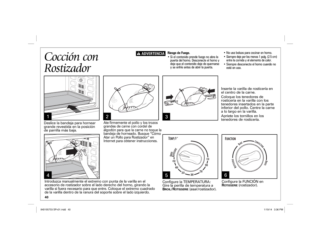 Hamilton Beach 31104, 31103 manual Cocción con Rostizador 
