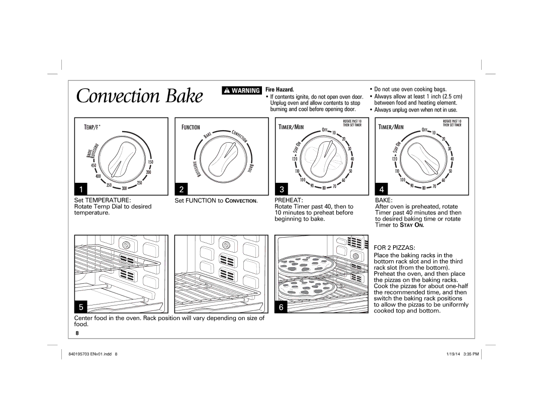 Hamilton Beach 31104, 31103 manual Convection Bake 