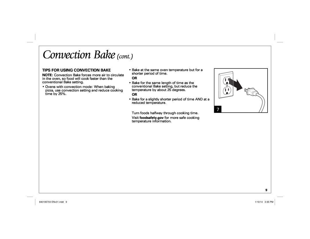 Hamilton Beach 31103, 31104 manual Convection Bake cont, Tips For Using Convection Bake 