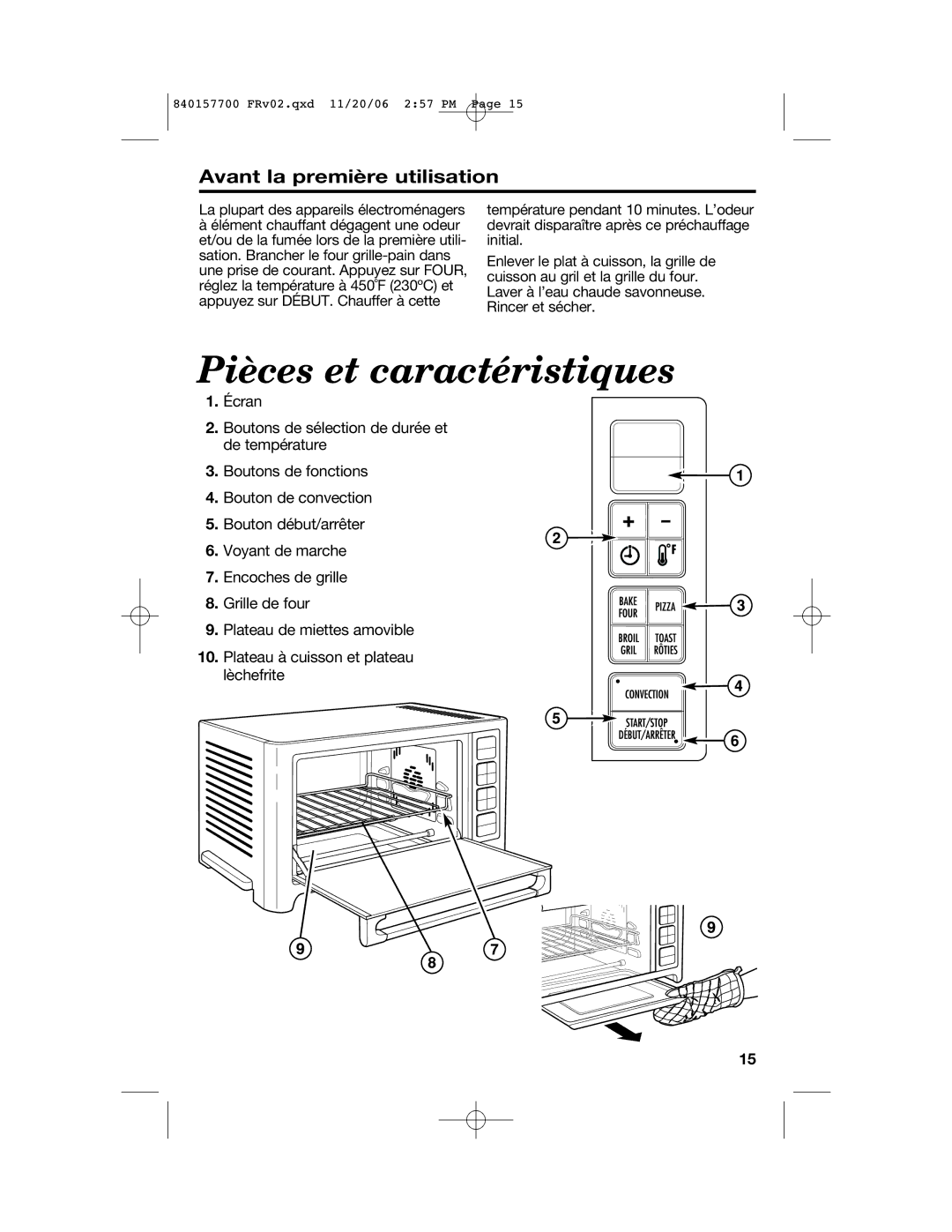 Hamilton Beach 31150C manual Pièces et caractéristiques, Avant la première utilisation 