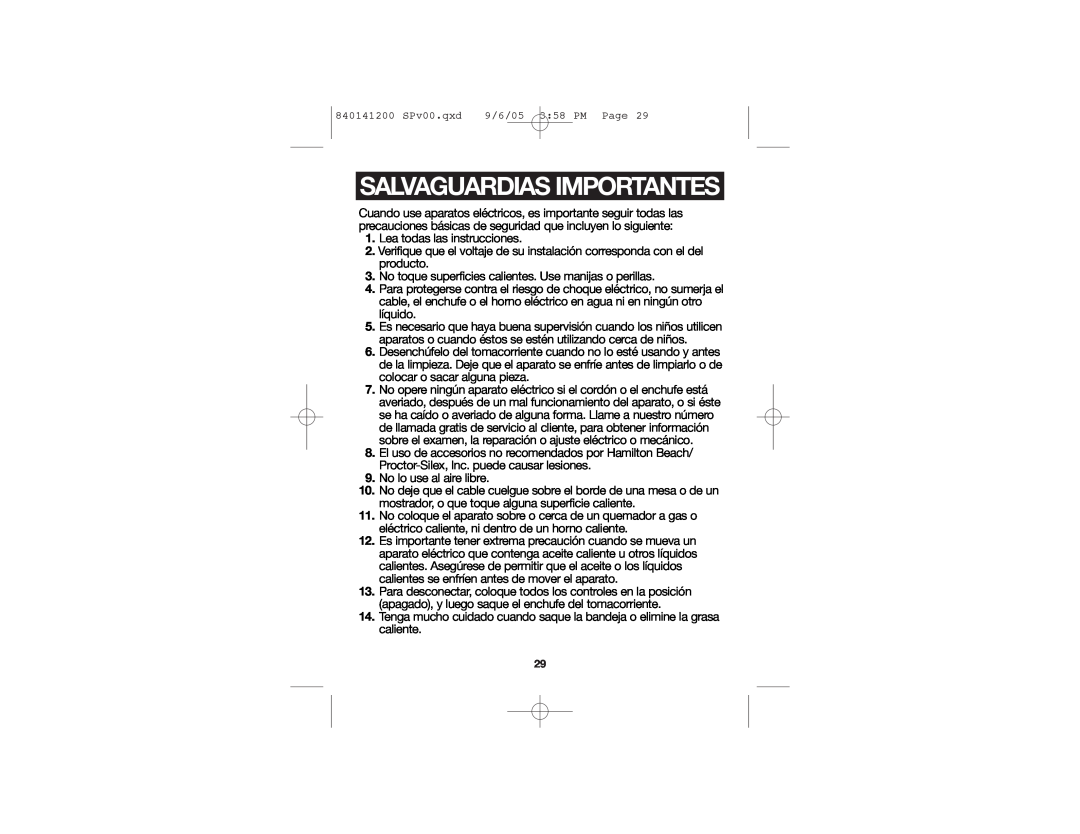 Hamilton Beach 31160 manual Salvaguardias Importantes 