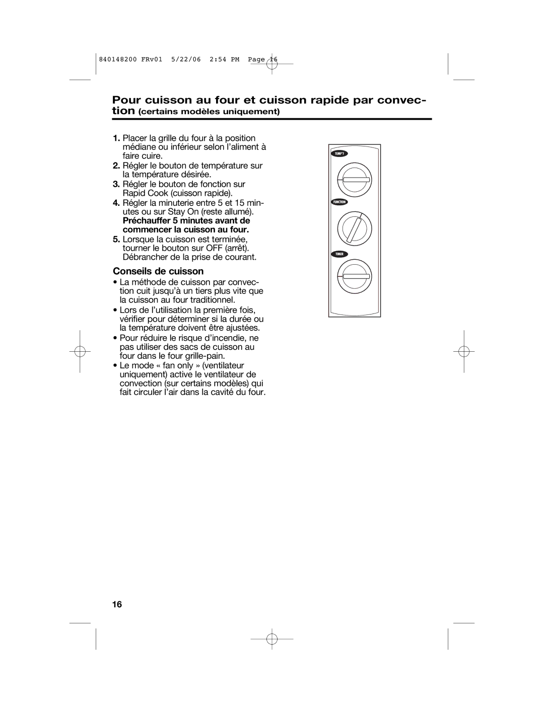 Hamilton Beach 31173, 31177, 31170 manual Pour cuisson au four et cuisson rapide par convec, Conseils de cuisson 