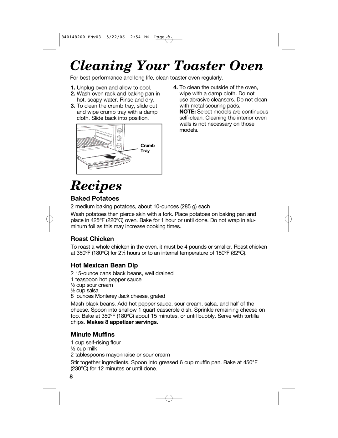 Hamilton Beach 31170, 31177, 31173 manual Cleaning Your Toaster Oven, Recipes 