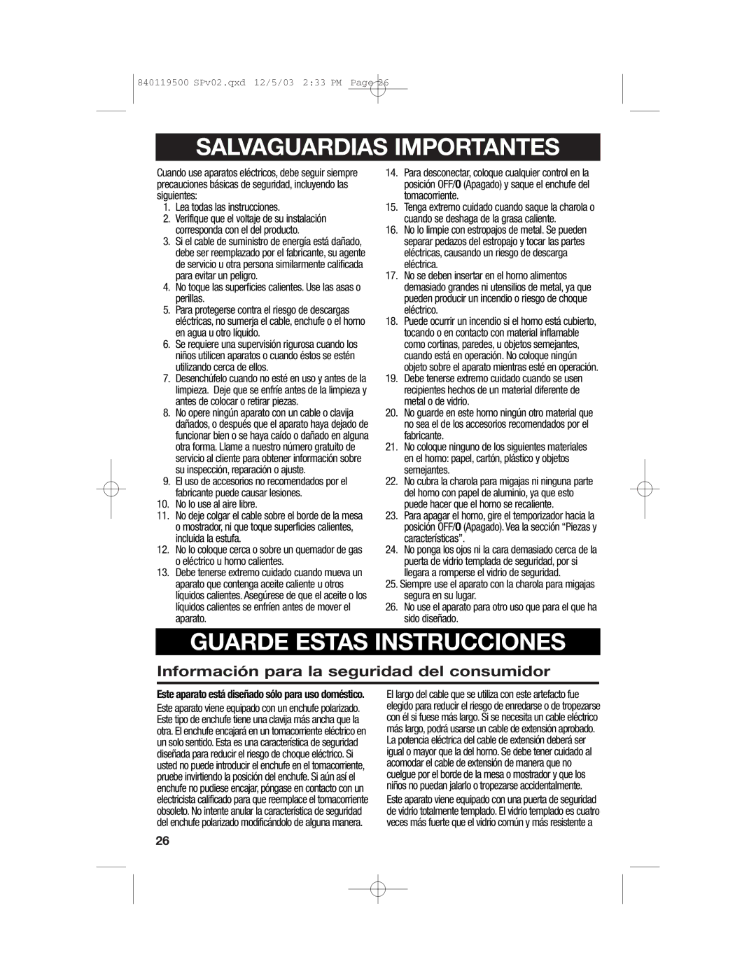 Hamilton Beach 31195 manual Salvaguardias Importantes, Información para la seguridad del consumidor 