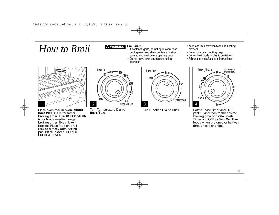 Hamilton Beach 31331, 31333 manual How to Broil, Operation 