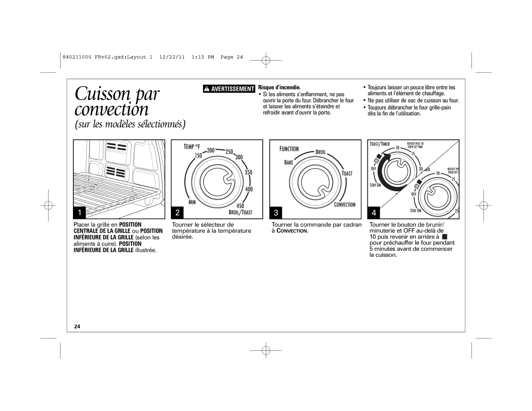 Hamilton Beach 31333, 31331 manual Ne pas utiliser de sac de cuisson au four, Minuterie et OFF au-delà de, La cuisson 