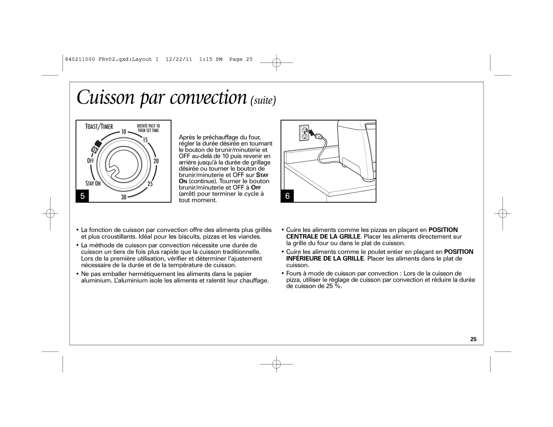 Hamilton Beach 31331, 31333 manual Cuisson par convection suite 