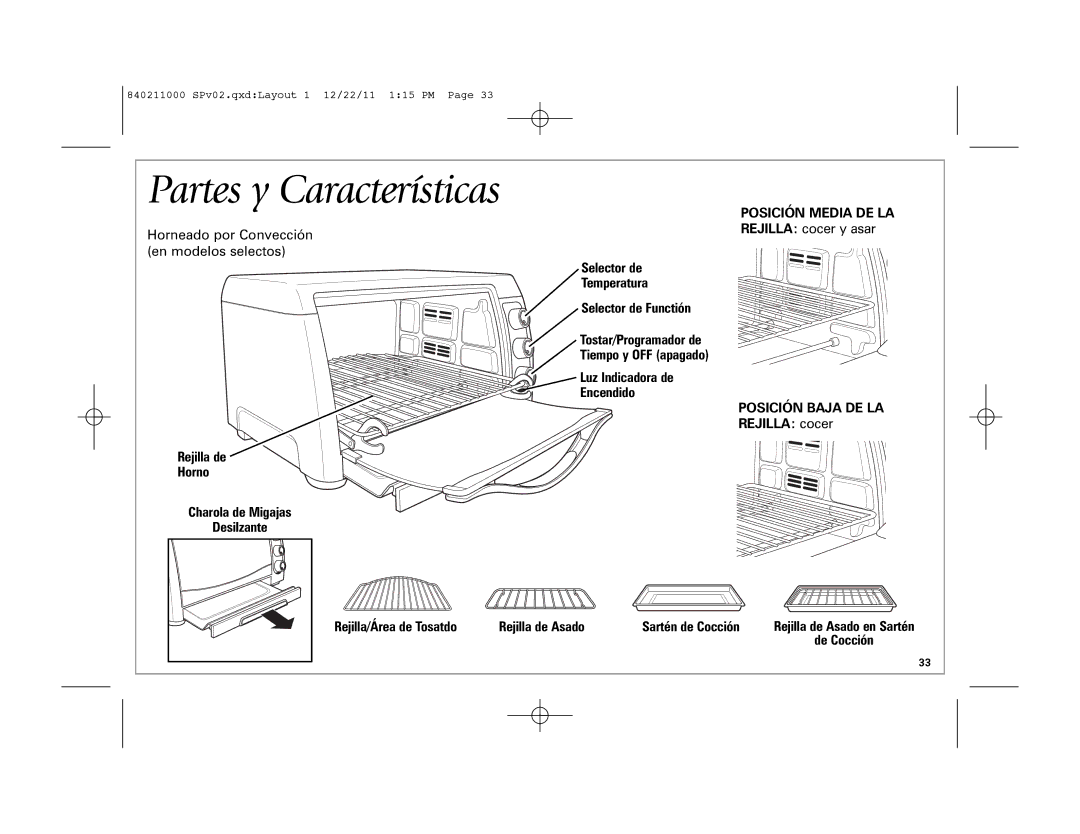 Hamilton Beach 31331, 31333 manual Posición Media DE LA, Posición Baja DE LA, Rejilla cocer, Encendido 
