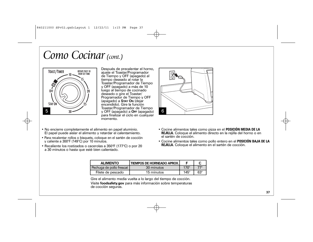 Hamilton Beach 31331, 31333 manual Alimento 