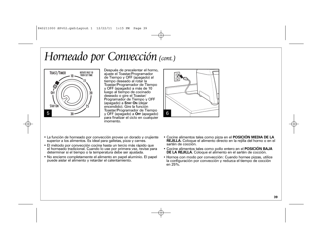 Hamilton Beach 31331, 31333 manual Horneado por Convección 