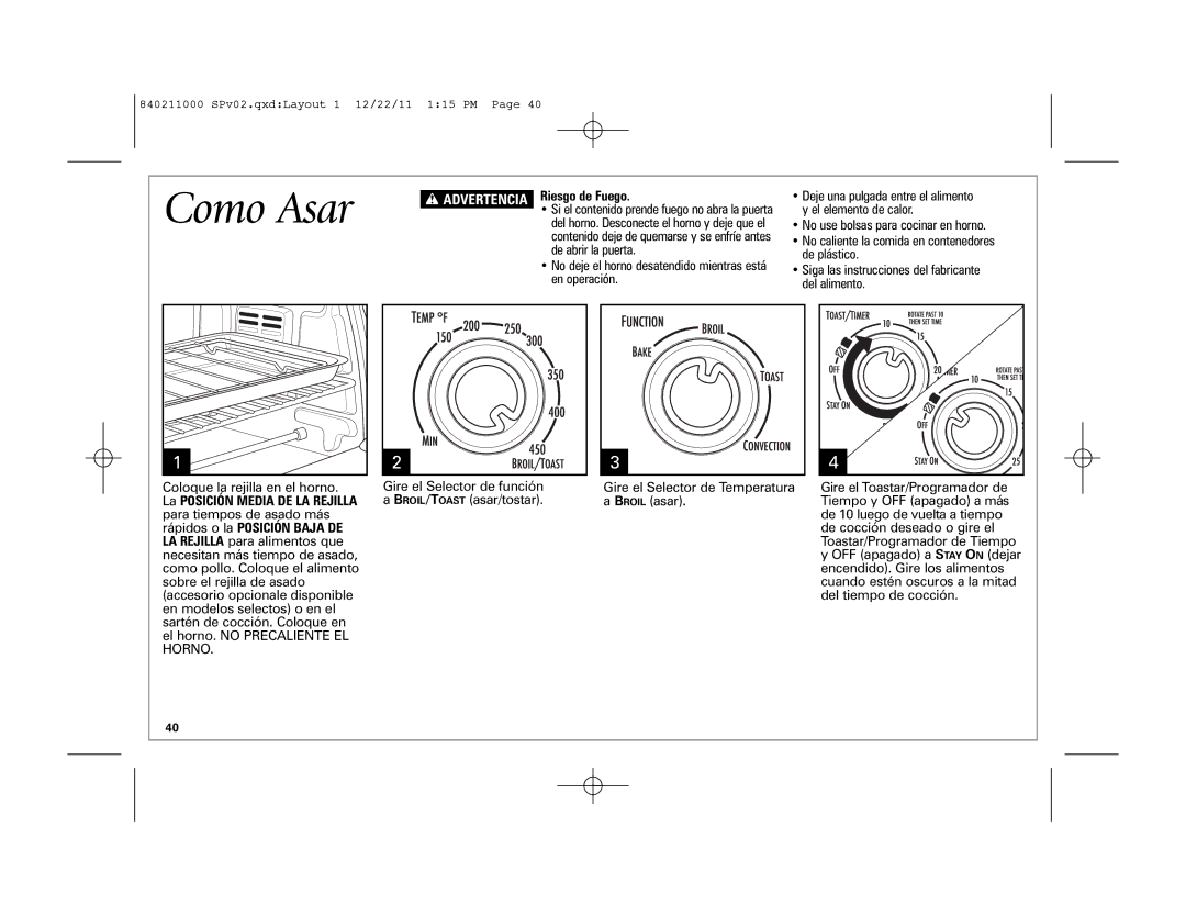 Hamilton Beach 31333, 31331 manual Como Asar, En operación 