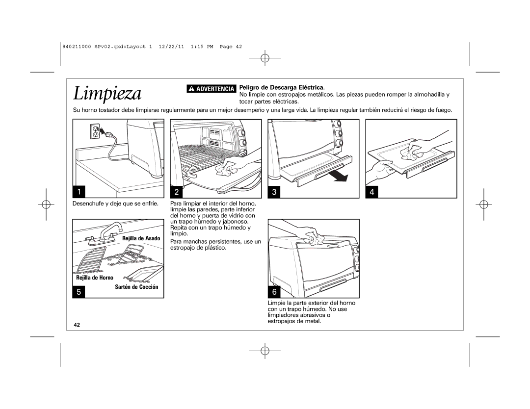 Hamilton Beach 31333, 31331 manual Limpieza, Advertencia Peligro de Descarga Eléctrica, Desenchufe y deje que se enfríe 