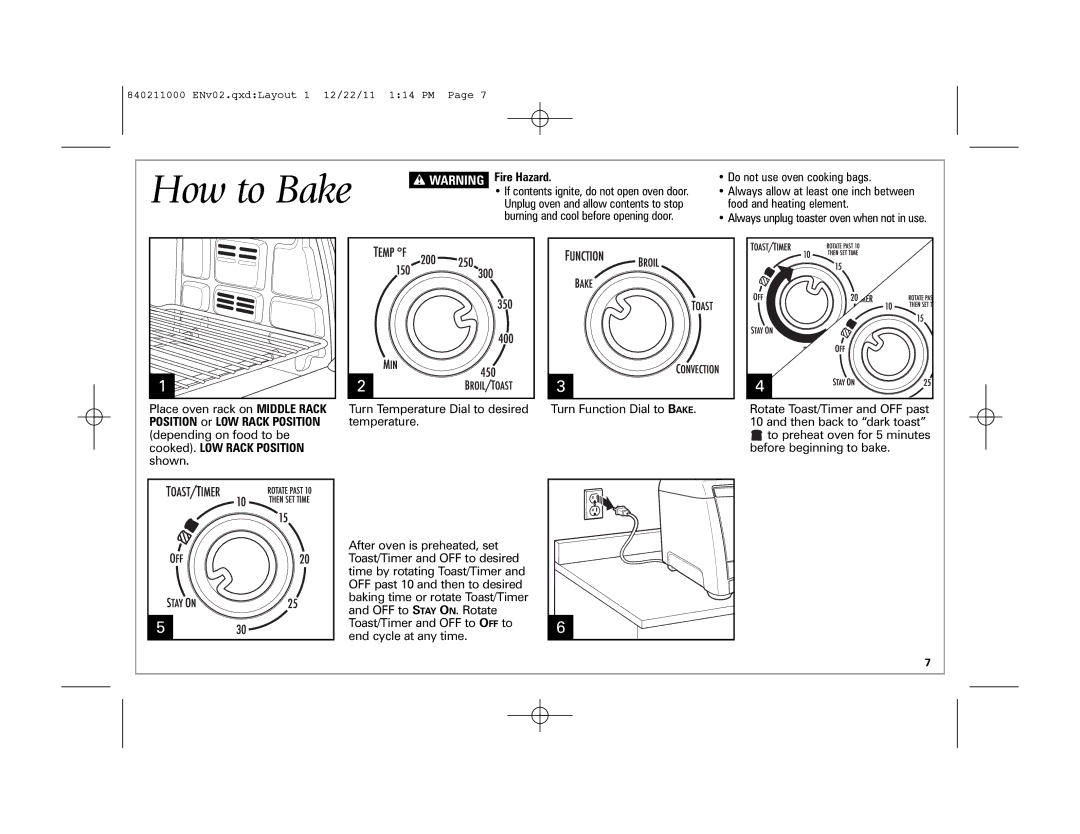 Hamilton Beach 31331, 31333 manual How to Bake, Do not use oven cooking bags 