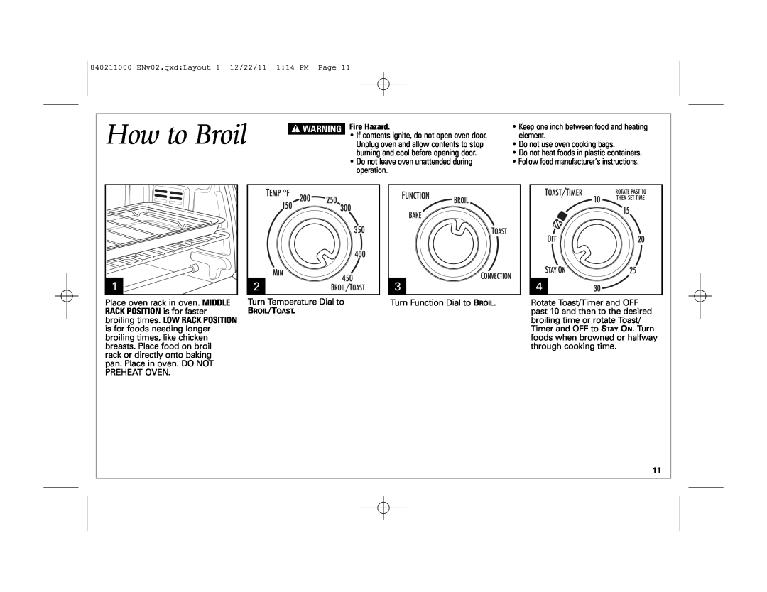 Hamilton Beach 31331, 31333 manual How to Broil, w WARNING 