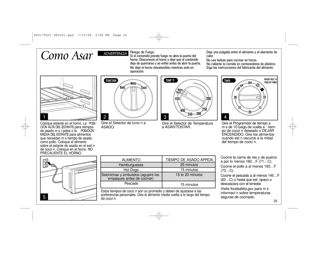 Hamilton Beach 31507 manual Como Asar, Asado 