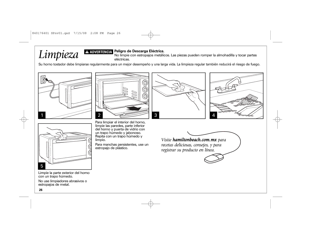 Hamilton Beach 31507 manual Limpieza, Peligro de Descarga Eléctrica 